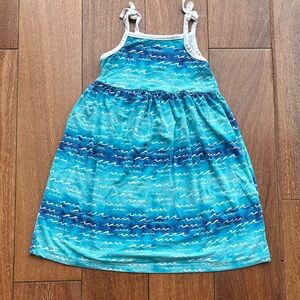 Coco Moon Blue Wave Pattern Kids Casual Dress